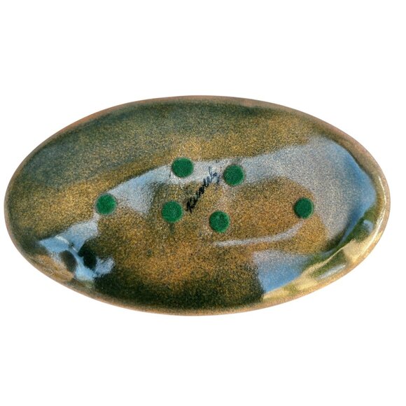Mid-Century Modern Enamel On Copper Oval Dish By Kuverly 7.5" x 4.5" Decorative - Picture 4 of 9